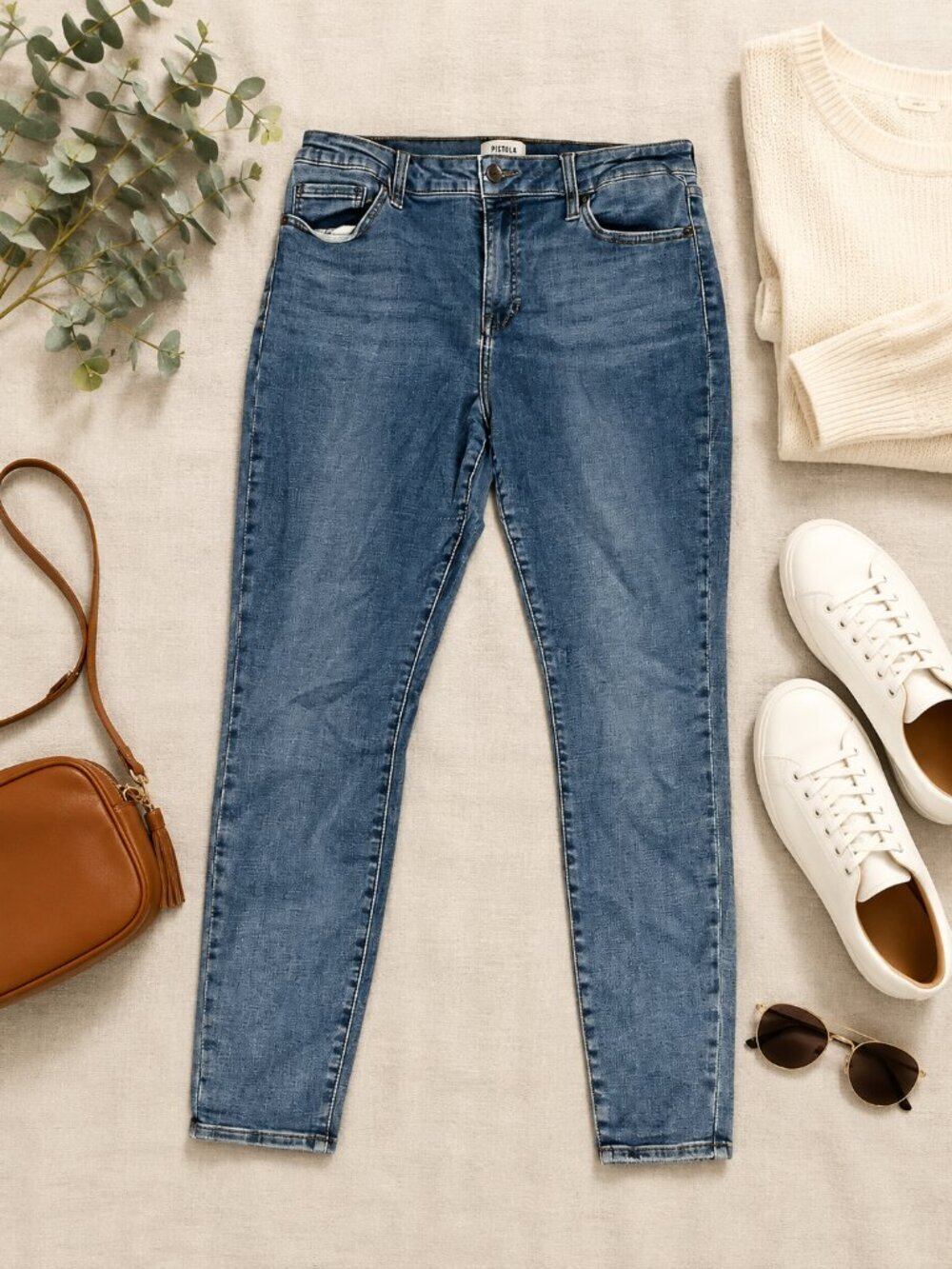 Pistola Size 32 High Rise Skinny Jeans Medium Wash Stretch Denim Women's